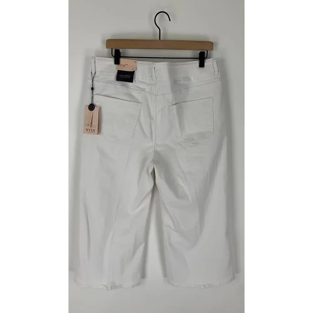 NYDJ Cool Embrace Wide Leg Denim Crop Jeans Optic White Womens Plus Size 14 New